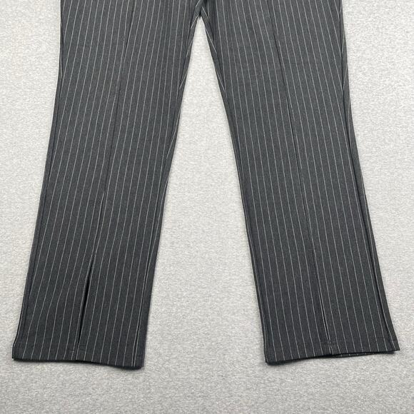 Noisy May Pants Womens XL Gray Pinstripe High Waist Pull On Split Hem Trousers - Picture 14 of 16